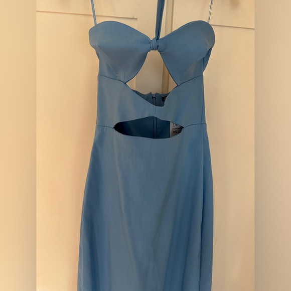 NWT Zara Cut Out Midi Dress Blue Halter XS - Picture 12 of 13
